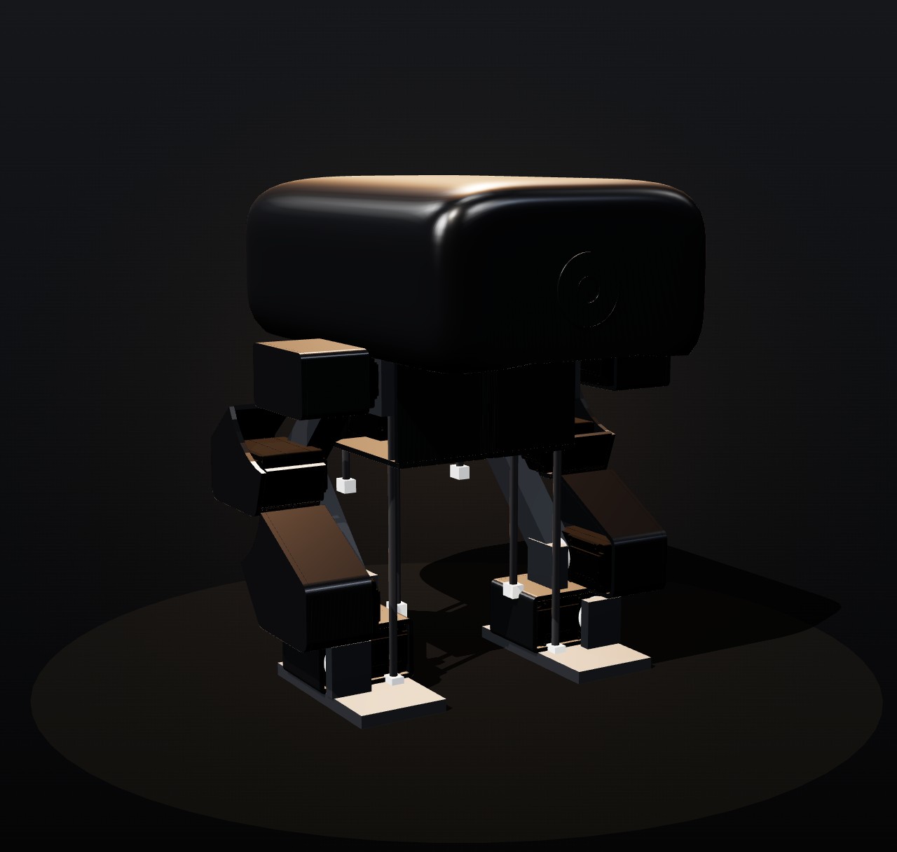 Walking biped inspired by Open Duck Mini, generated in Holocron Engine